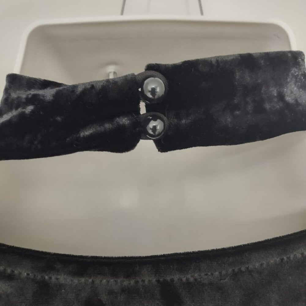 Vintage K+Glam 90s Y2K Black Crushed Velvet Goth Dress 1X - Picture 11 of 13